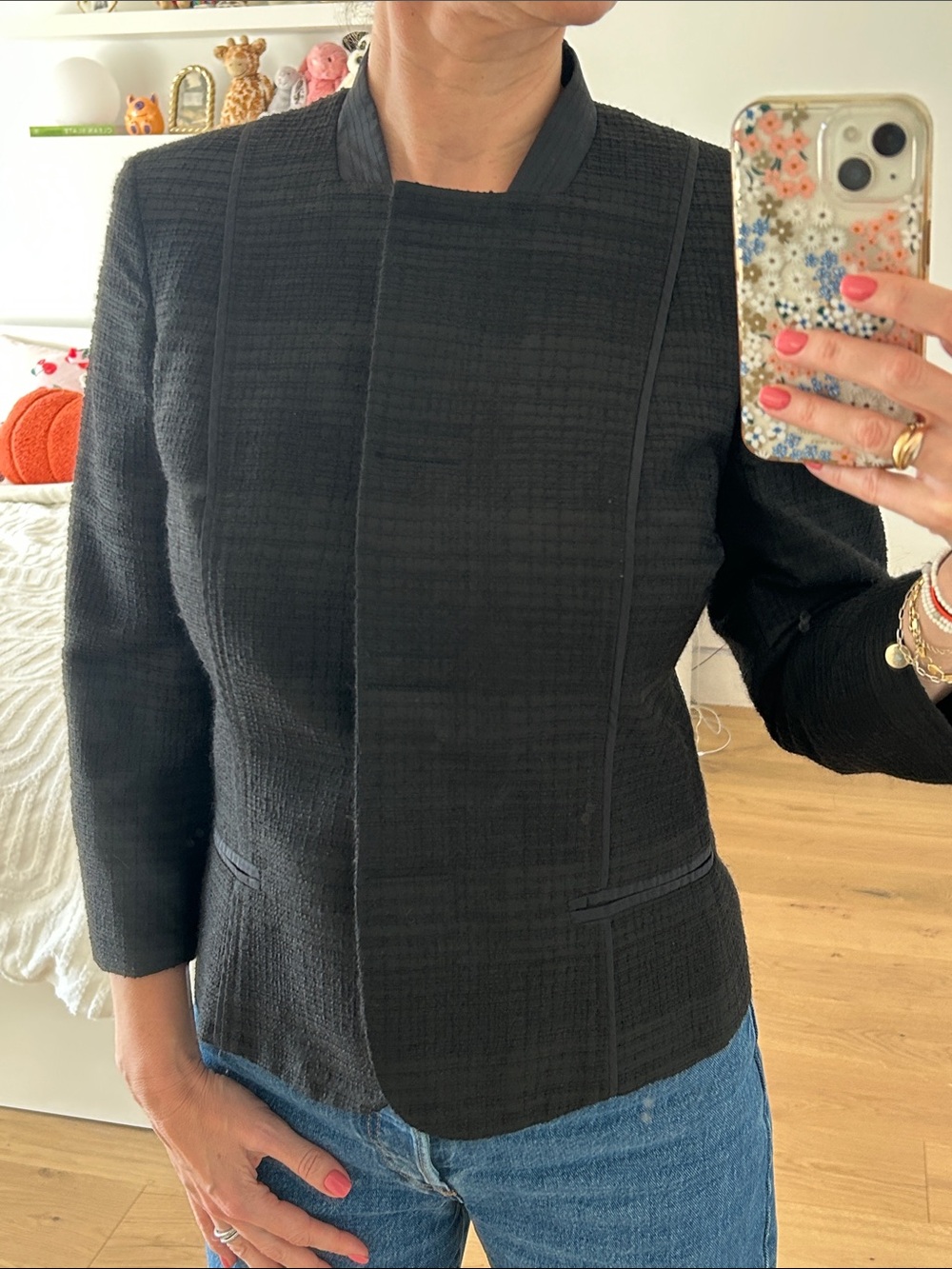 Max Mara 3/4 sleeve black blazer